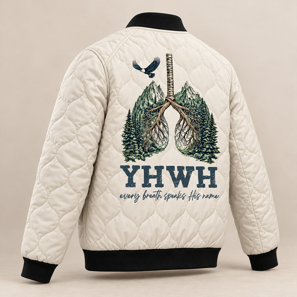 Forest Lungs YHWH Eagle Quilted Bomber Jacket – view 4