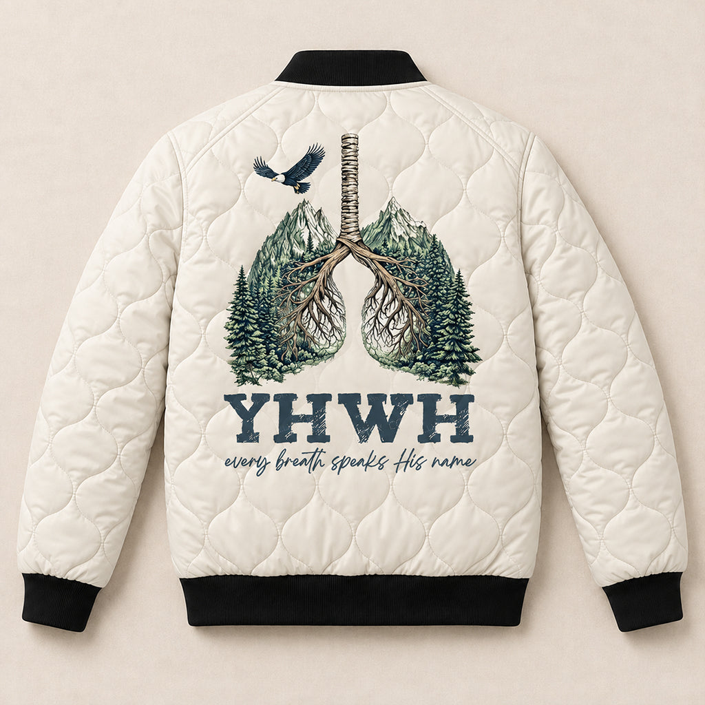 Forest Lungs YHWH Eagle Quilted Bomber Jacket