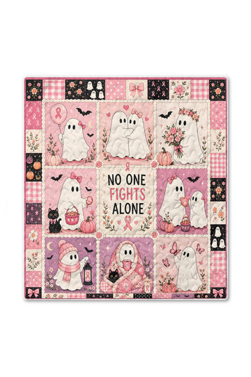 Ghost Halloween No One Fights Alone Quilt Blanket