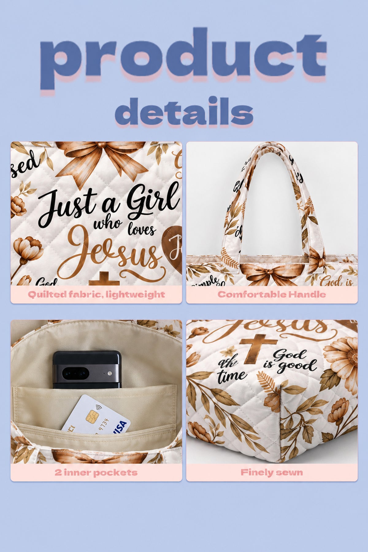 Girl of God Quilted Tote Bag