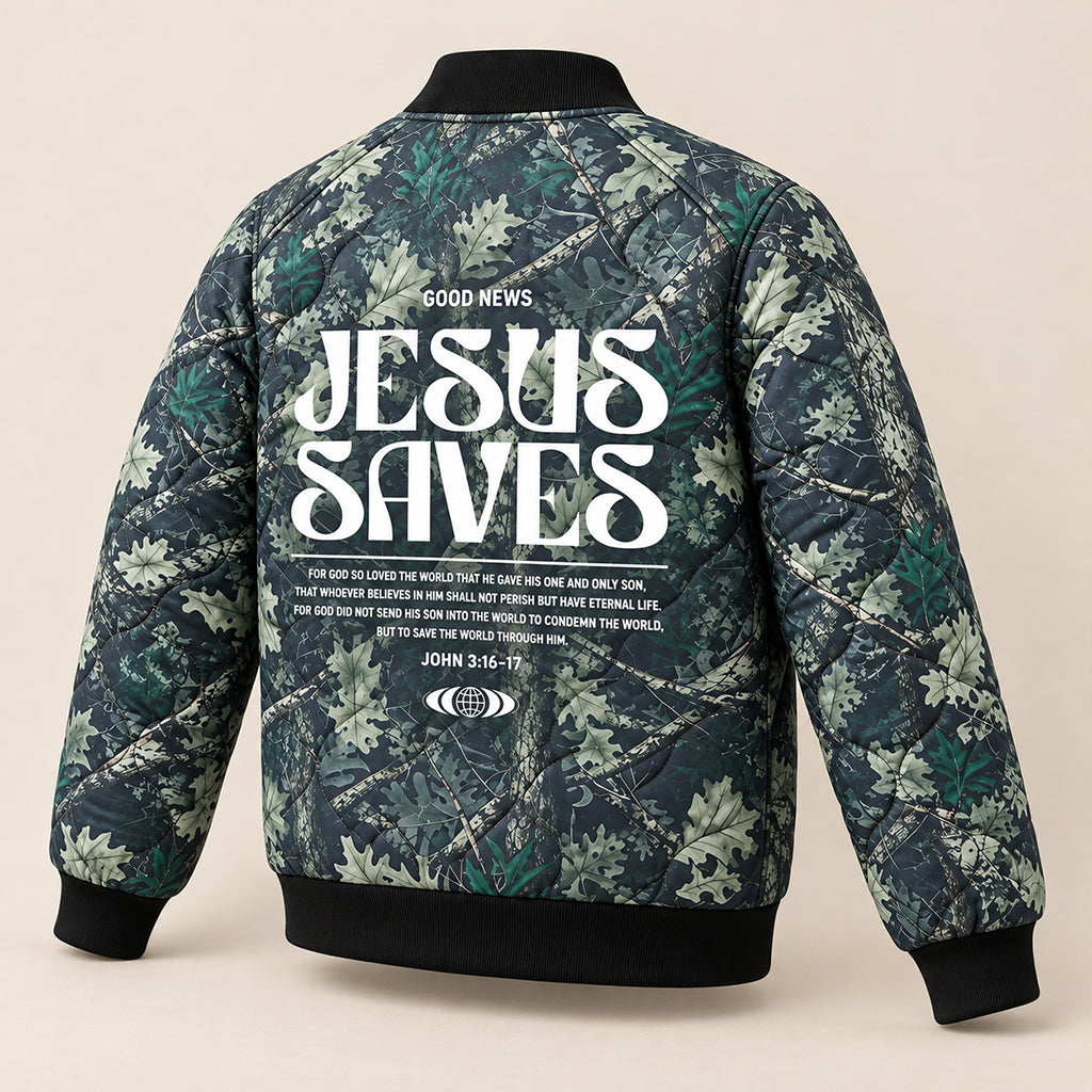 Good News Woodland Camo Quilted Bomber Jacket – view 4
