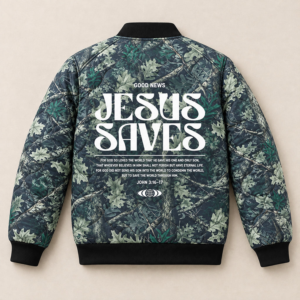 Good News Woodland Camo Quilted Bomber Jacket – view 6