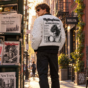He Is Risen Empty Tomb Quilted Bomber Jacket