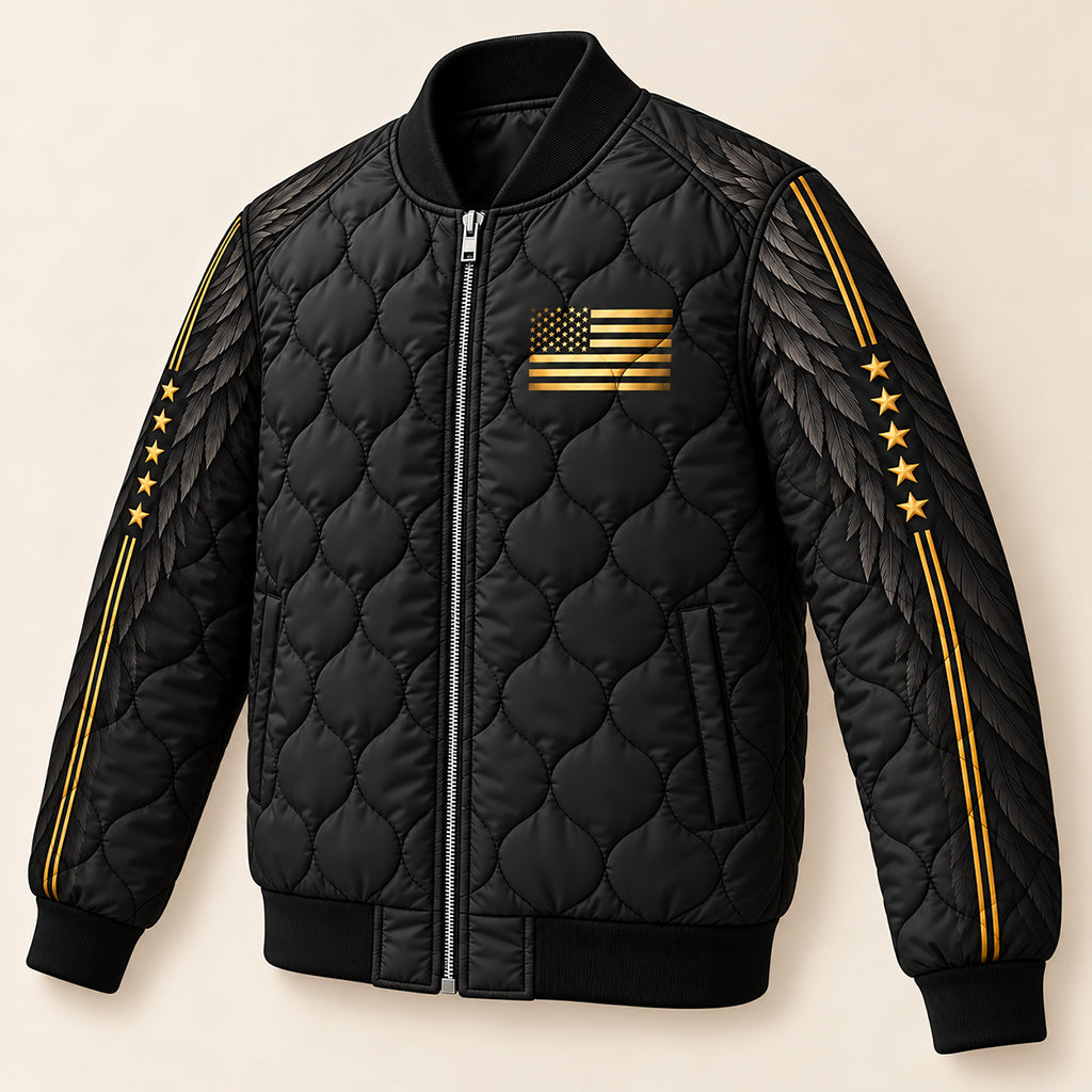 Here Am I Send Me Veteran Quilted Bomber Jacket – view 5