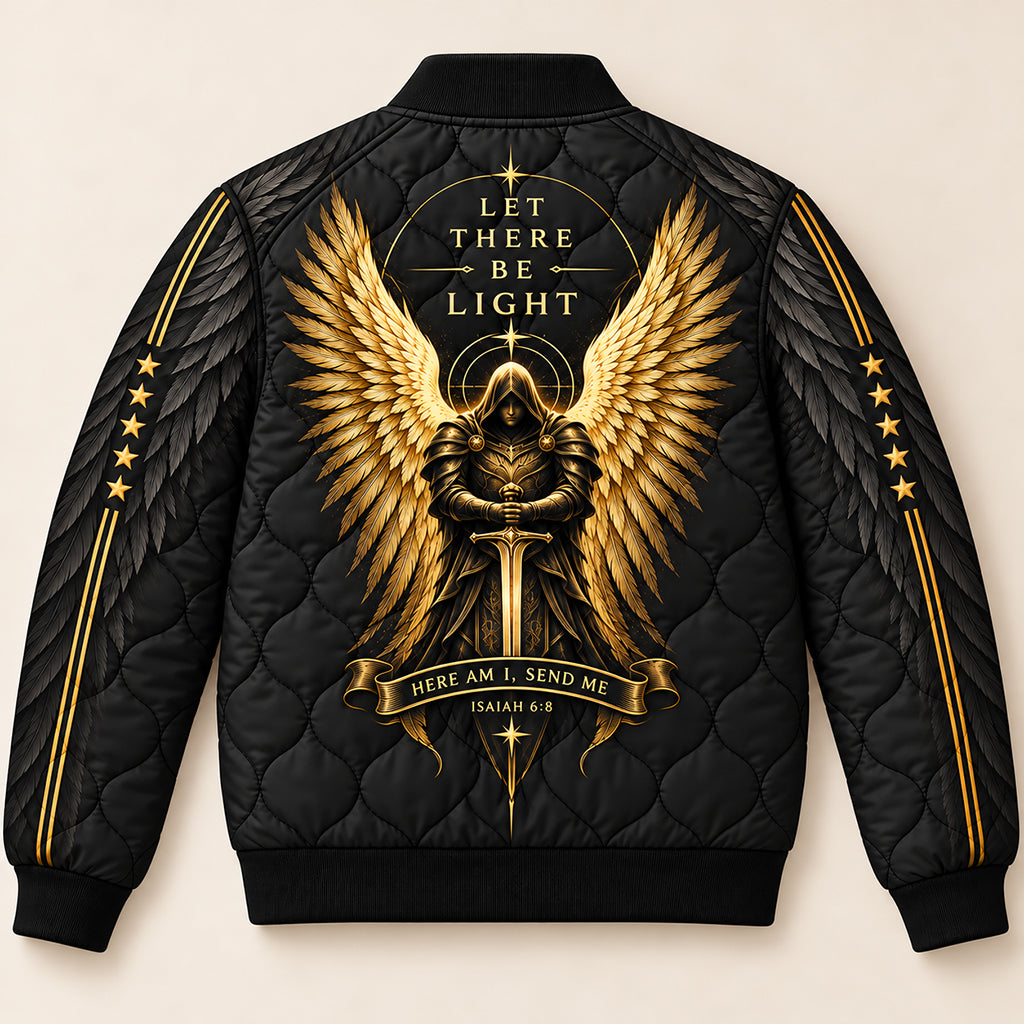 Here Am I Send Me Veteran Quilted Bomber Jacket