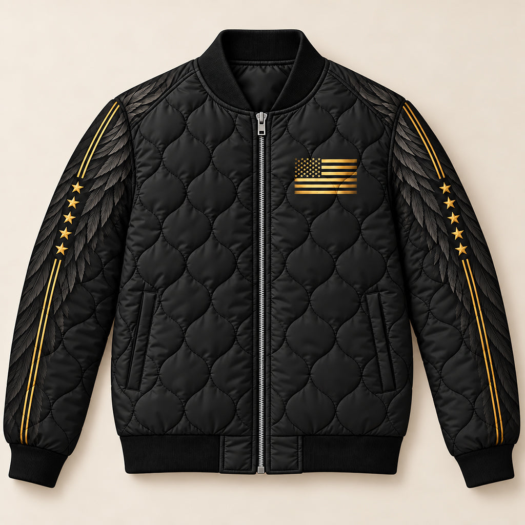 Here Am I Send Me Veteran Quilted Bomber Jacket – view 7