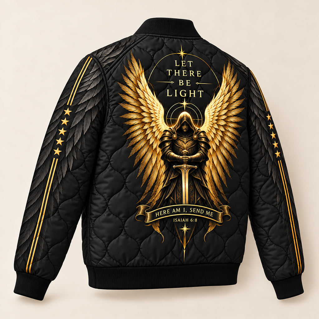 Here Am I Send Me Veteran Quilted Bomber Jacket – view 6