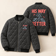 His Way Is Better Quilted Bomber Jacket