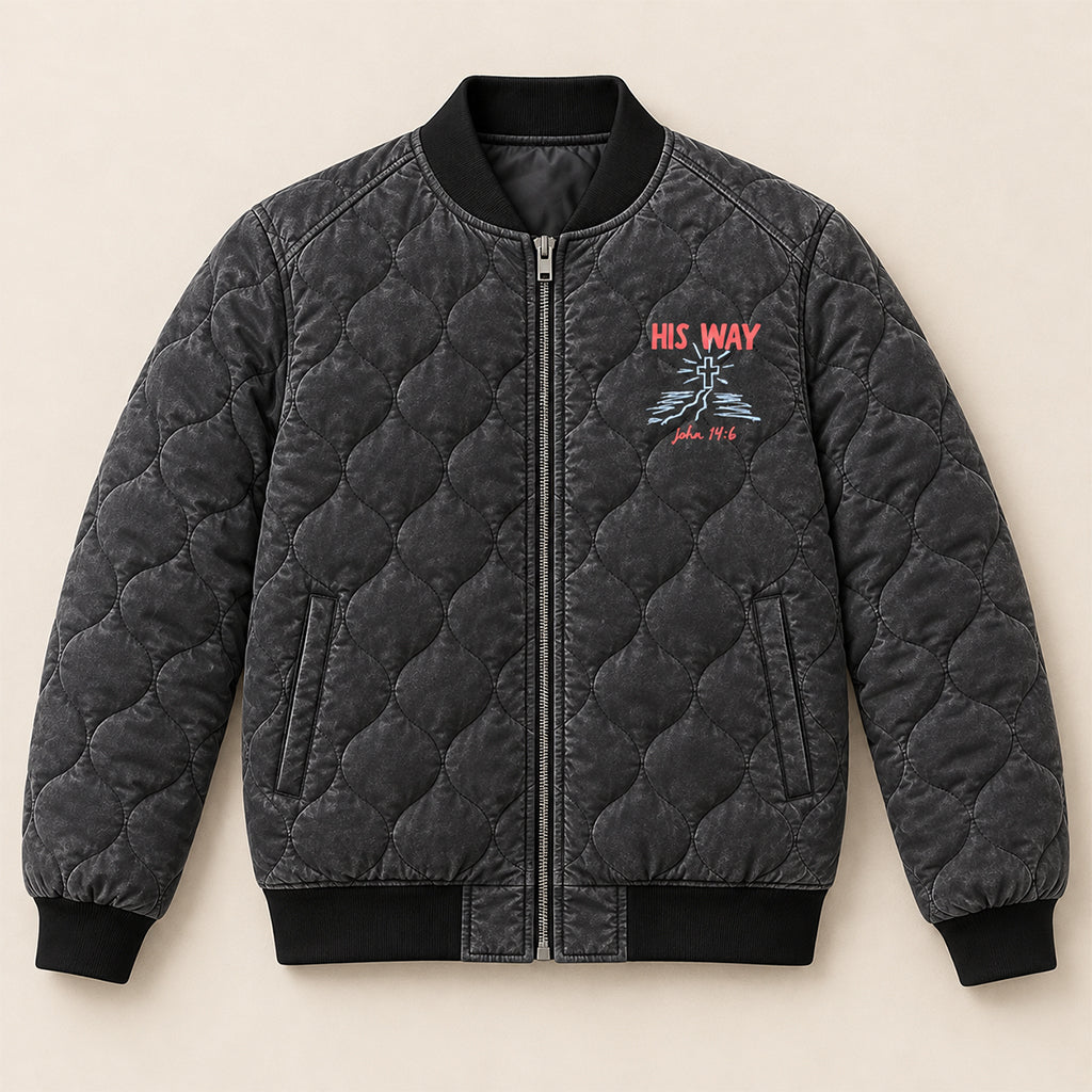 His Way Is Better Quilted Bomber Jacket – view 7