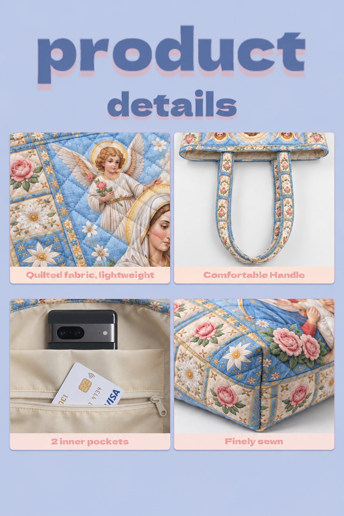 Holy Family Quilted Tote Bag