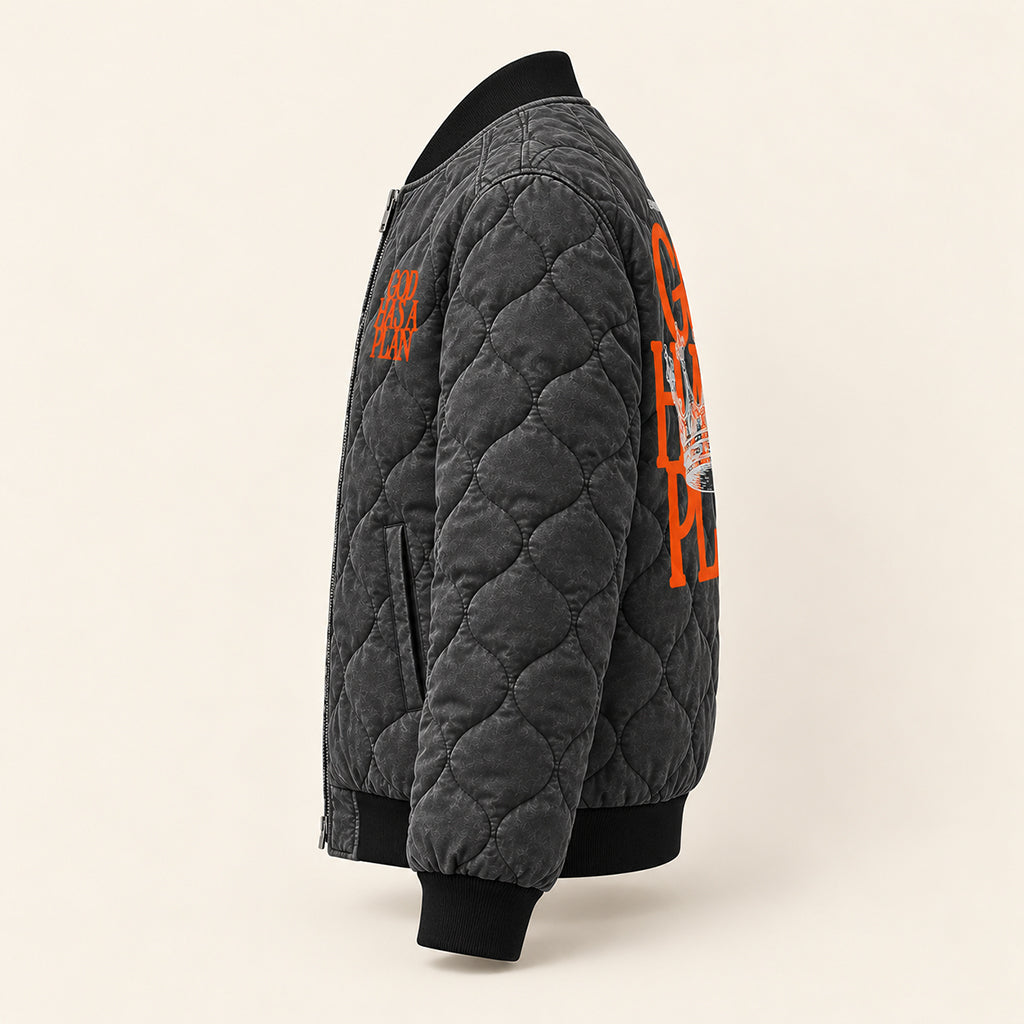 Jeremiah 29 11 Royal Crown Quilted Bomber Jacket – view 4