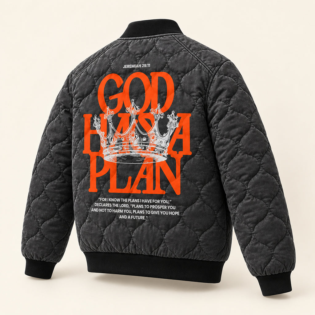 Jeremiah 29 11 Royal Crown Quilted Bomber Jacket – view 5