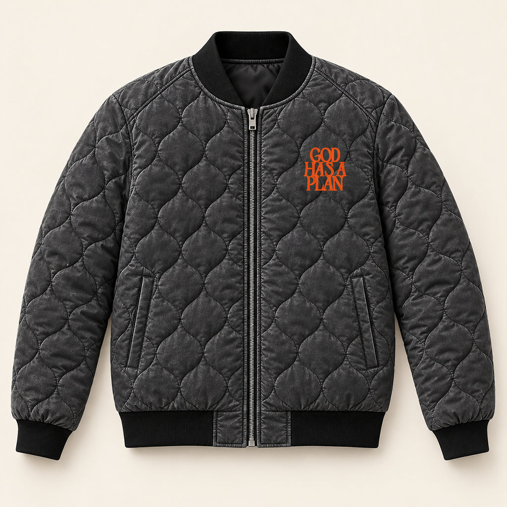 Jeremiah 29 11 Royal Crown Quilted Bomber Jacket