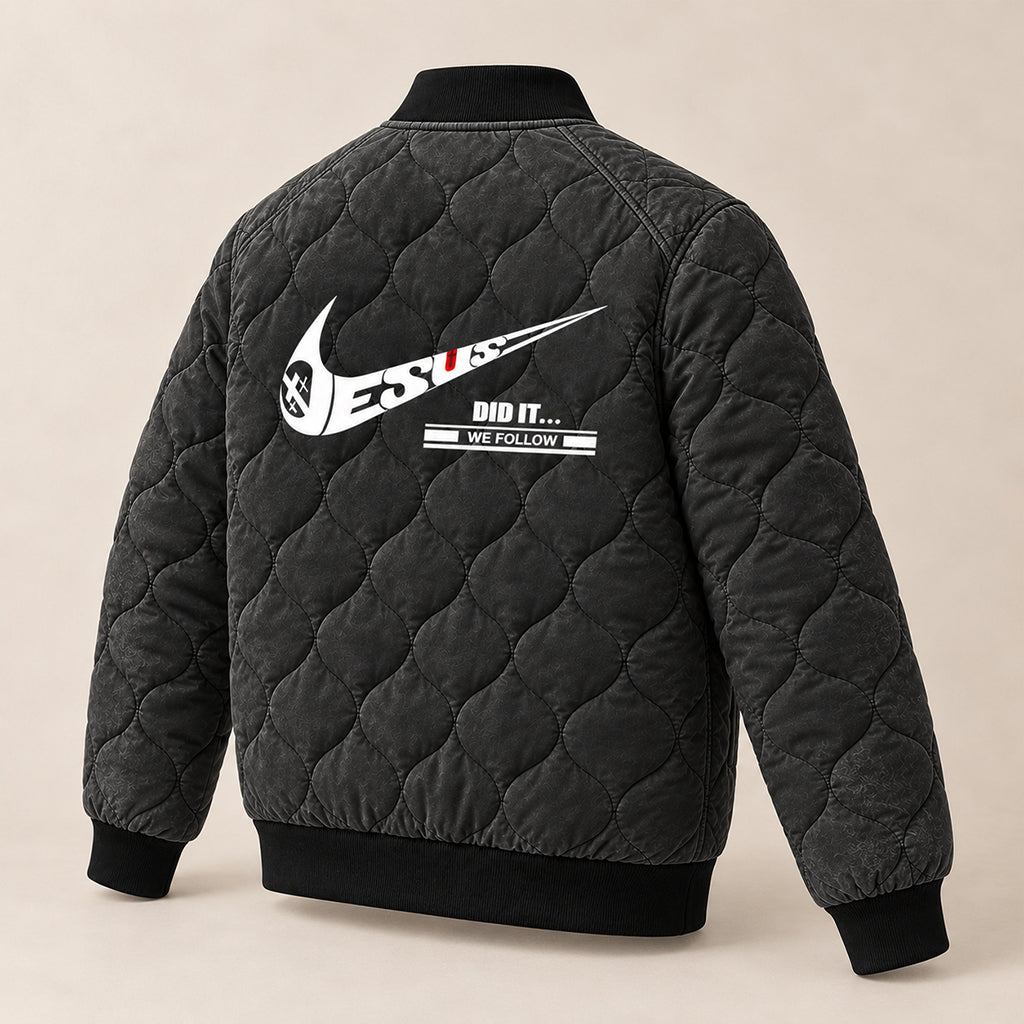 Jesus Did it Quilted Bomber Jacket – view 5
