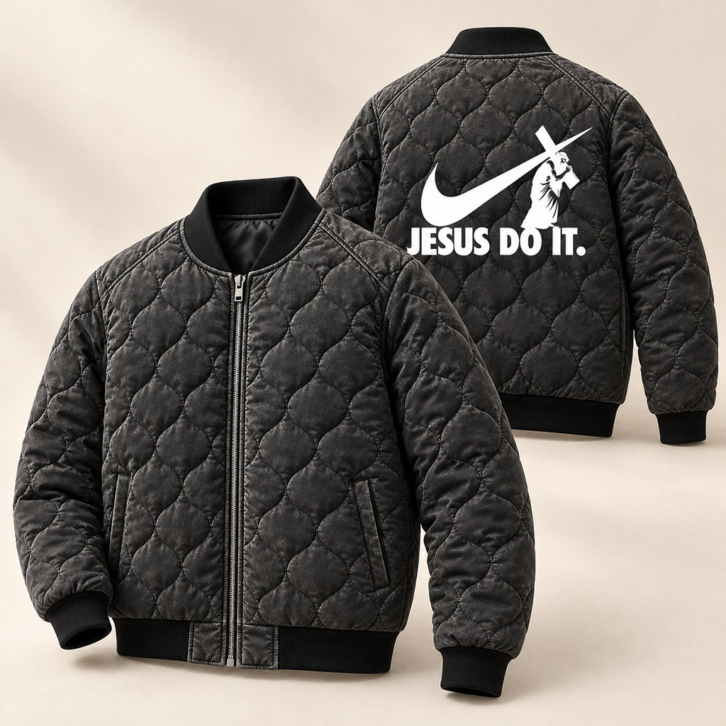 Jesus Do It Cross Bearer Quilted Bomber Jacket