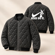 Jesus Do It Cross Bearer Quilted Bomber Jacket