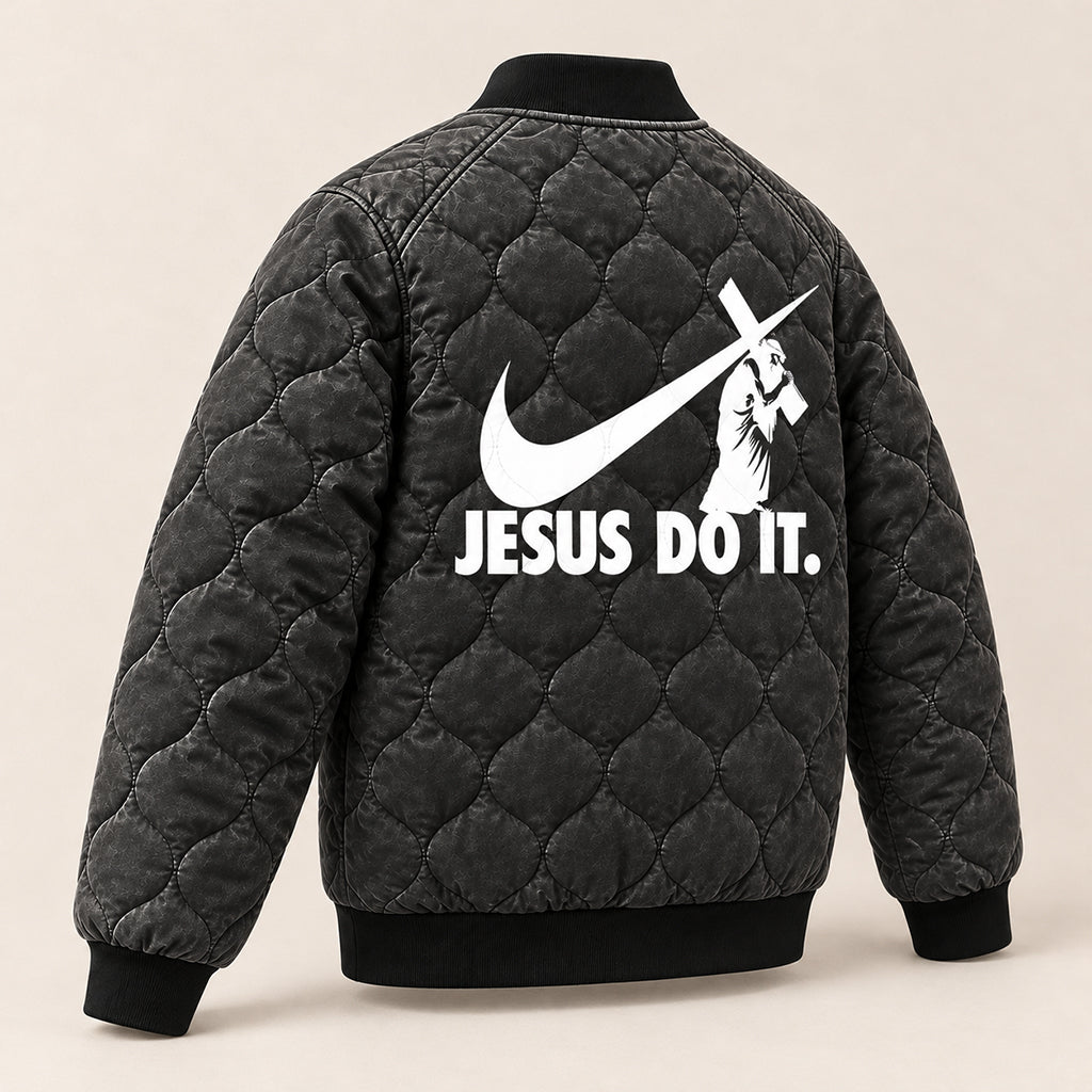 Jesus Do It Cross Bearer Quilted Bomber Jacket – view 4