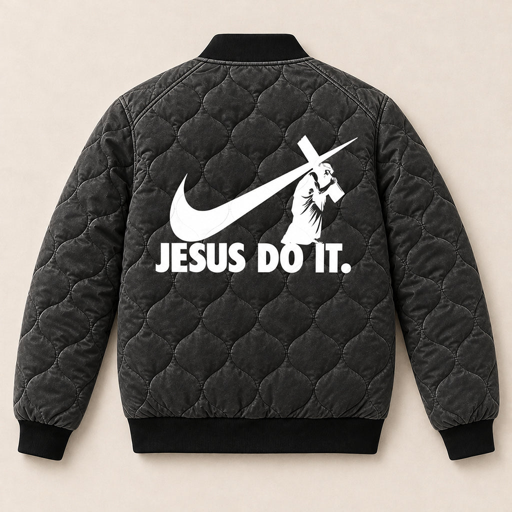 Jesus Do It Cross Bearer Quilted Bomber Jacket