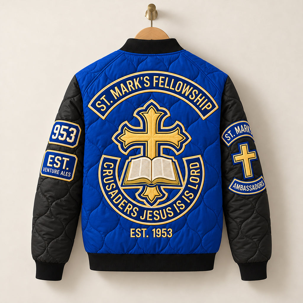 Jesus Is Lord Quilted Bomber Jacket