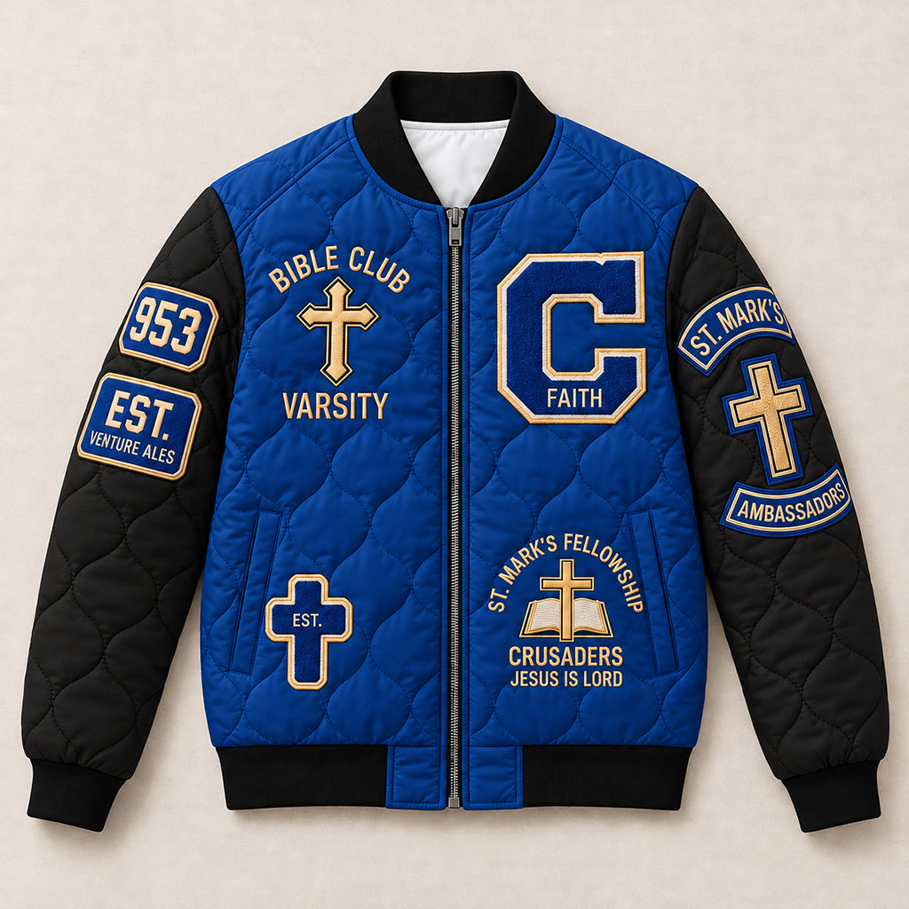 Jesus Is Lord Quilted Bomber Jacket