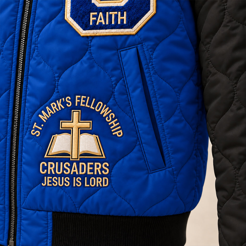 Jesus Is Lord Quilted Bomber Jacket