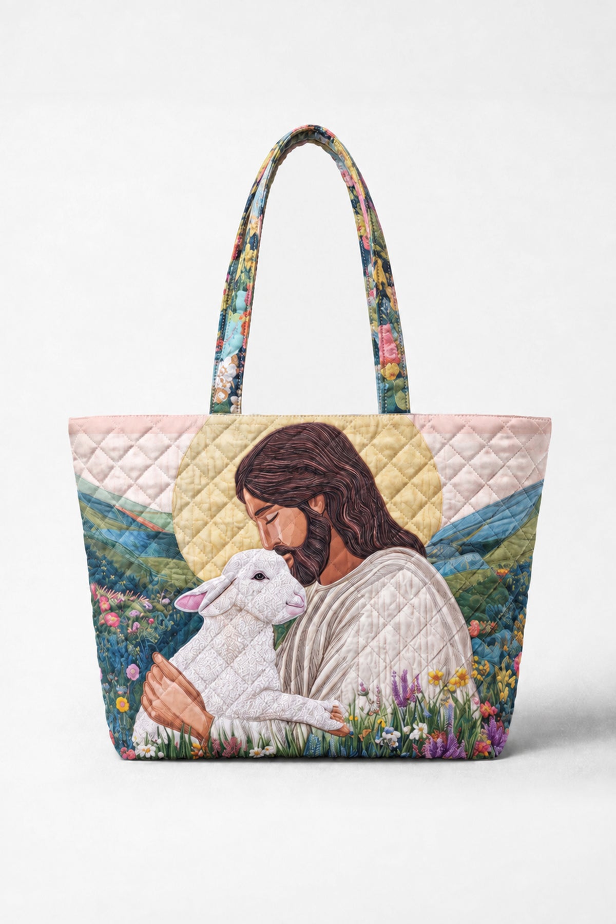 Jesus Lamb Faith Quilted Tote Bag