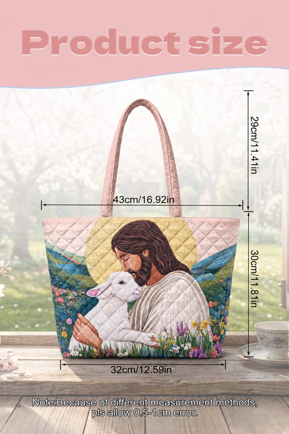 Jesus Lamb Faith Quilted Tote Bag