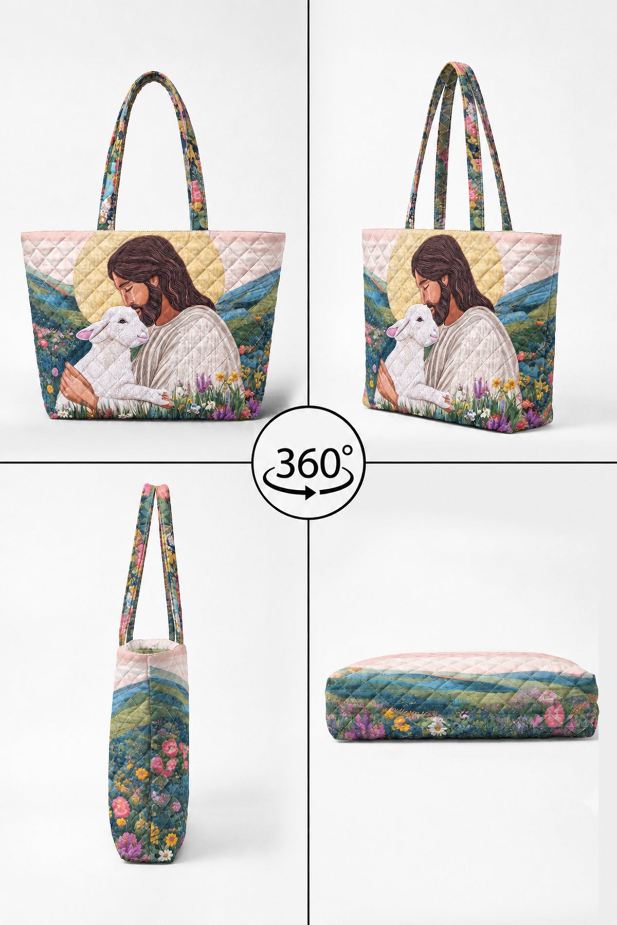 Jesus Lamb Faith Quilted Tote Bag