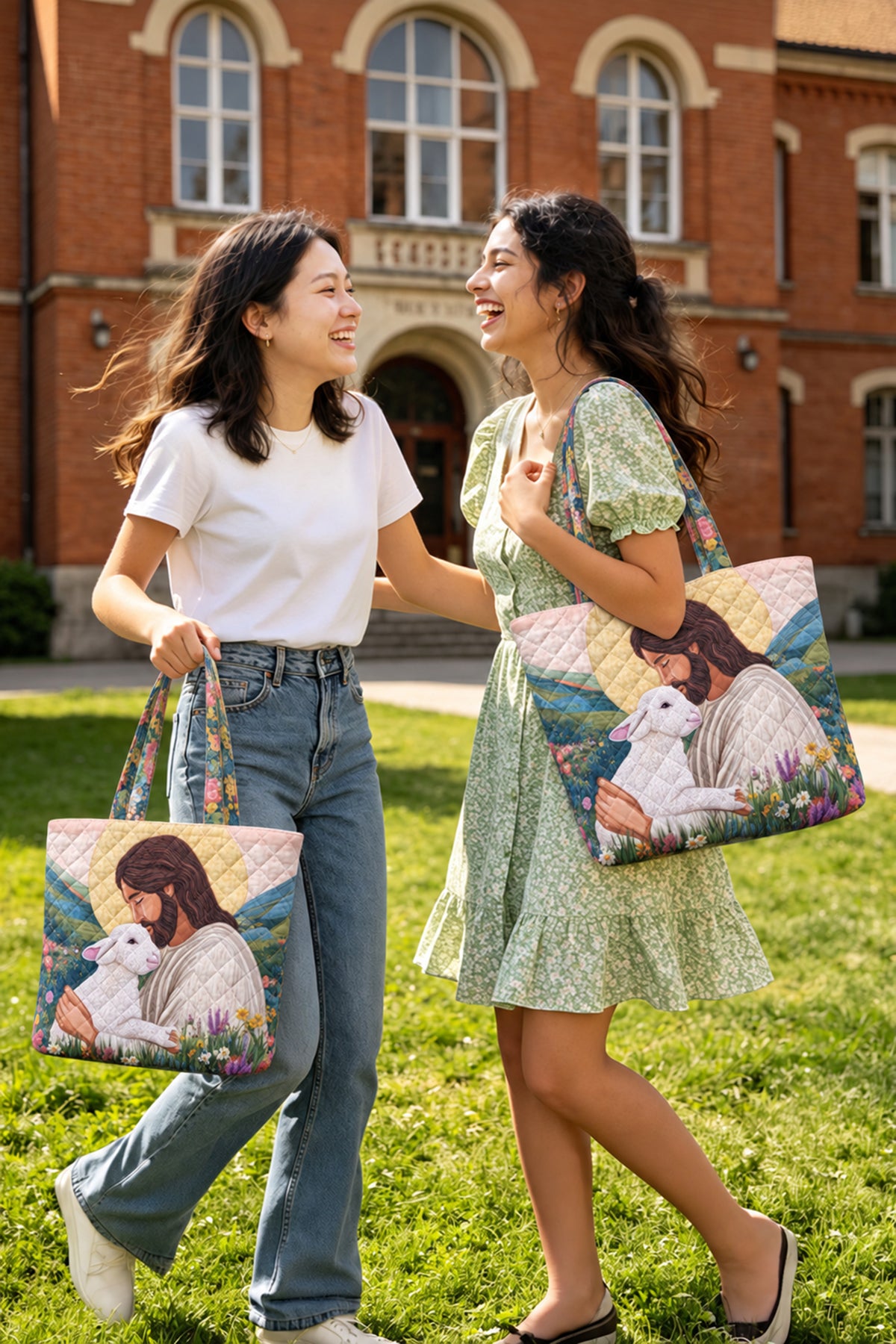 Jesus Lamb Faith Quilted Tote Bag