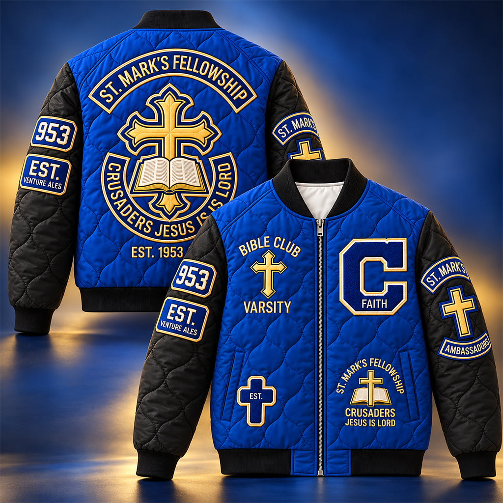 Jesus Is Lord Quilted Bomber Jacket – view 2