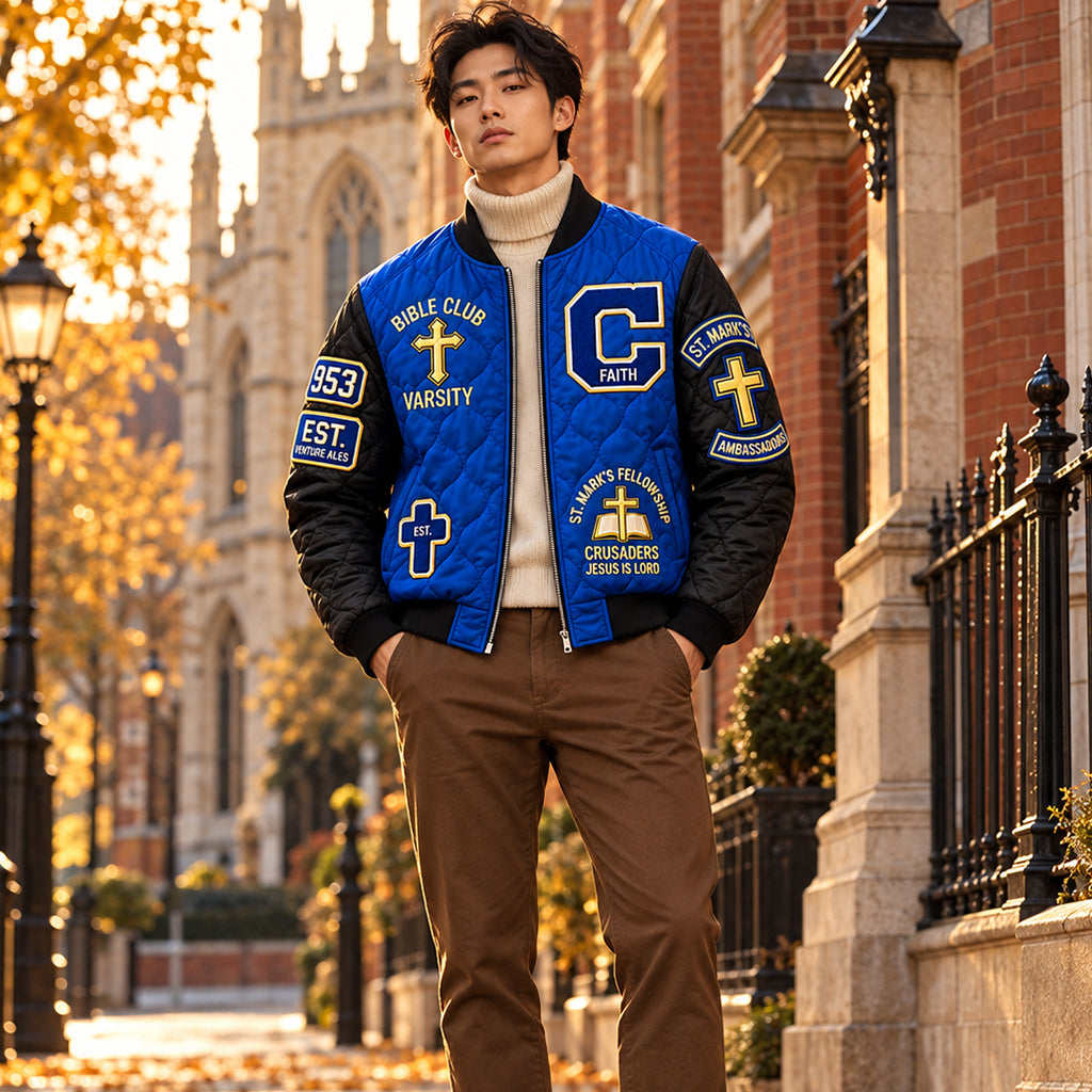 Jesus Is Lord Quilted Bomber Jacket – view 1