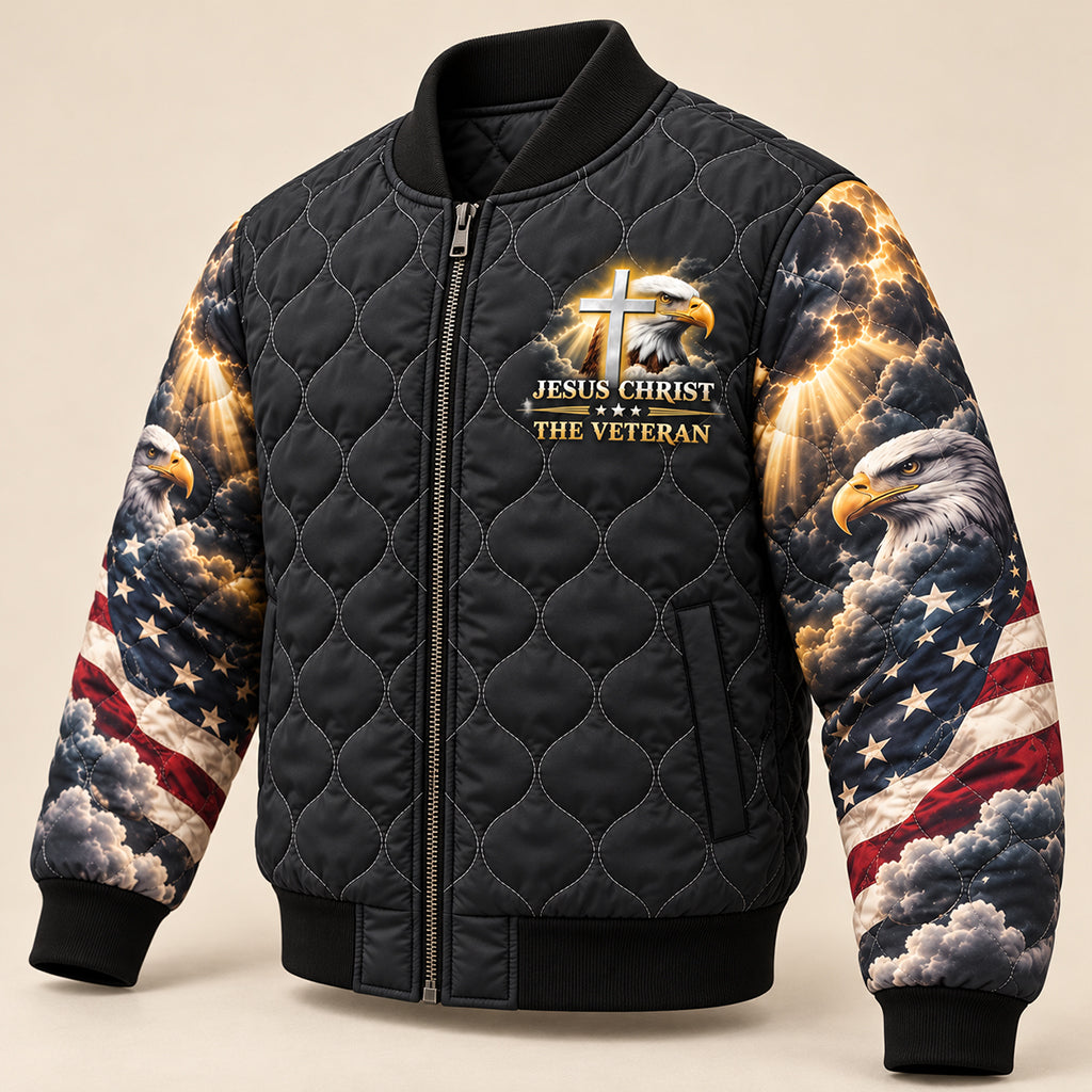 Jesus and Veteran Patriotic Quilted Jacket