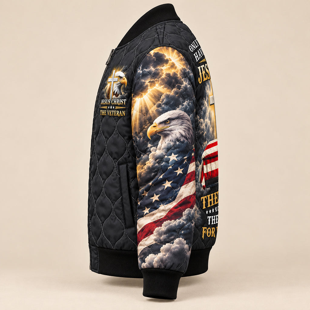 Jesus and Veteran Patriotic Quilted Jacket – view 3