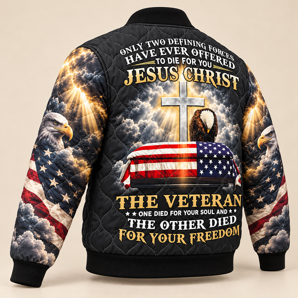 Jesus and Veteran Patriotic Quilted Jacket