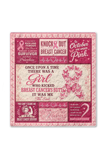 Kicked Breast Cancers Butt Rosie Riveter Quilt Blanket