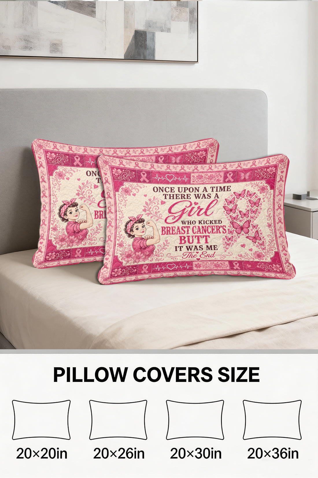 Kicked Breast Cancers Butt Rosie Riveter Quilt Pillows
