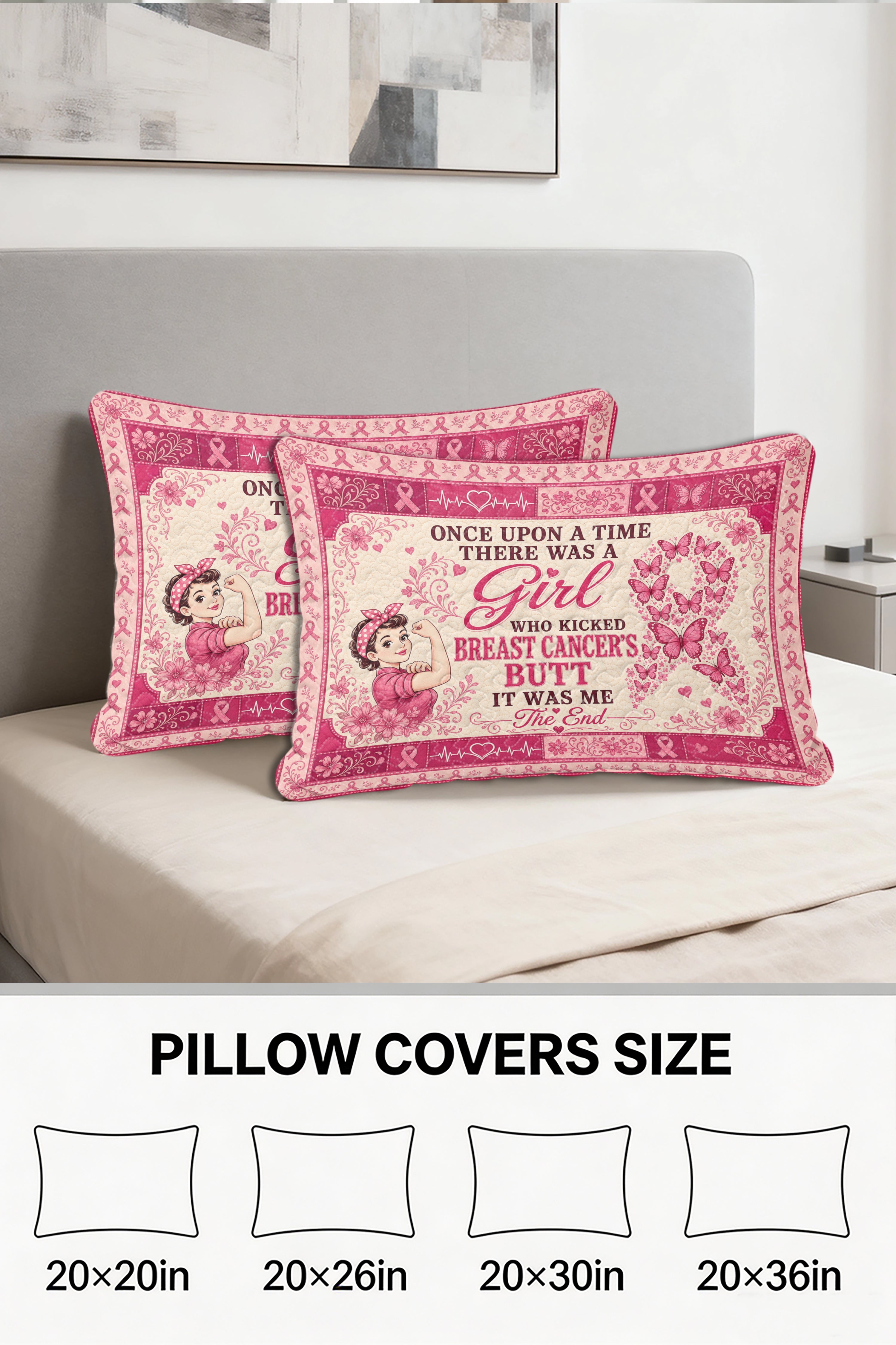Kicked Breast Cancers Butt Rosie Riveter Quilt Pillows