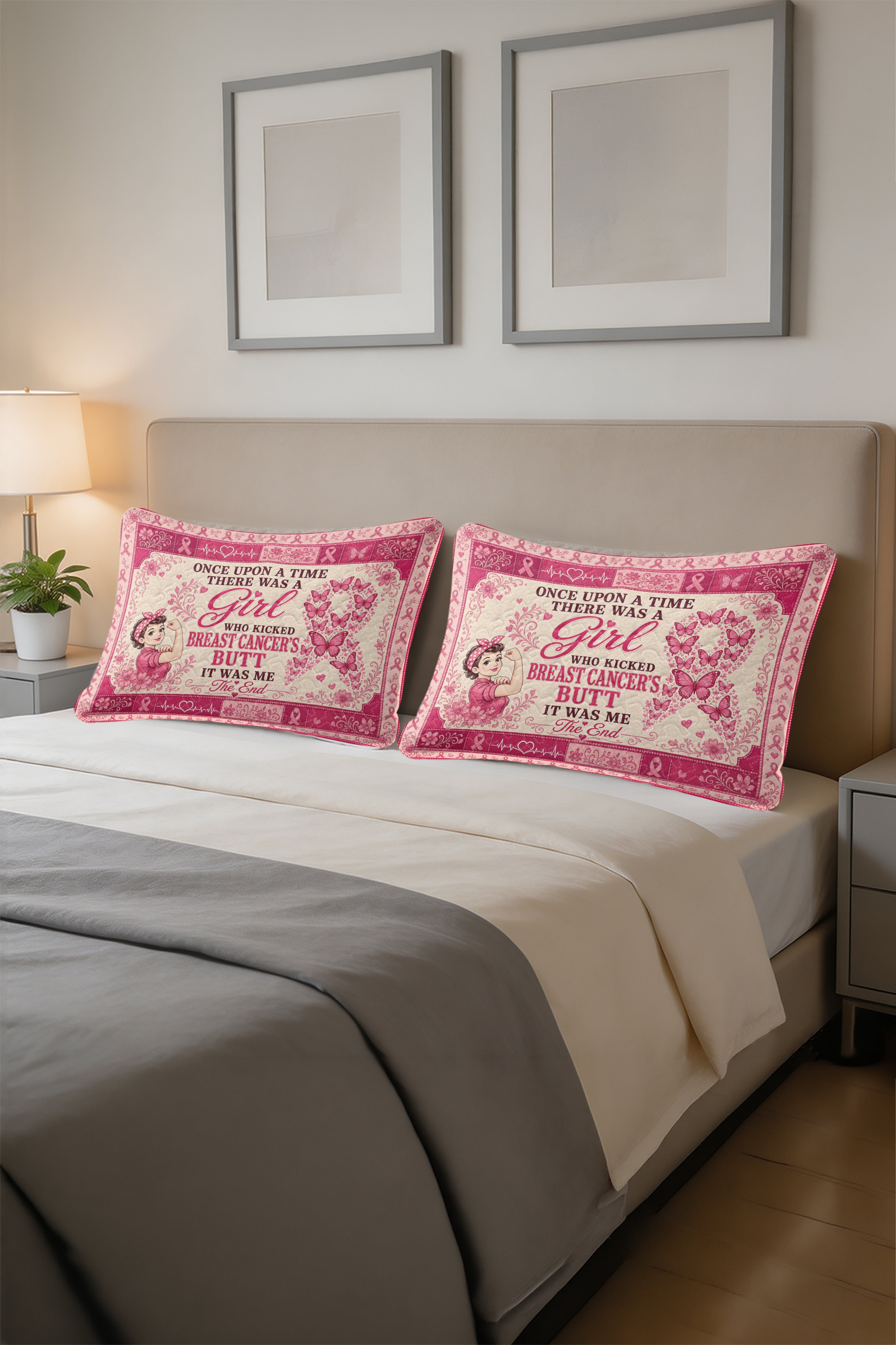 Kicked Breast Cancers Butt Rosie Riveter Quilt Pillows