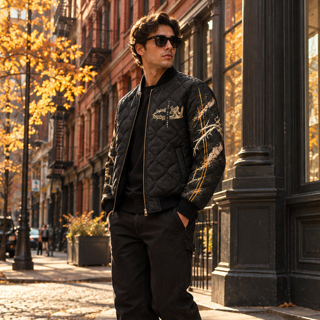 King of Glory Quilted Bomber Jacket