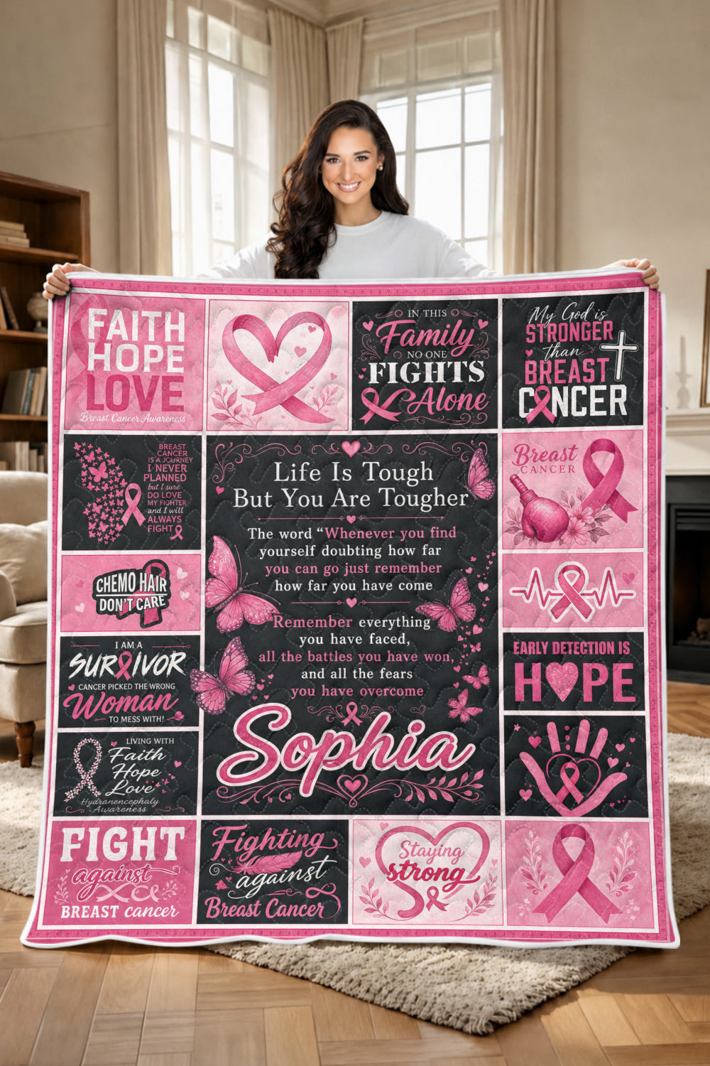 Life Is Tough You Are Tougher Warrior Quilt Blanket