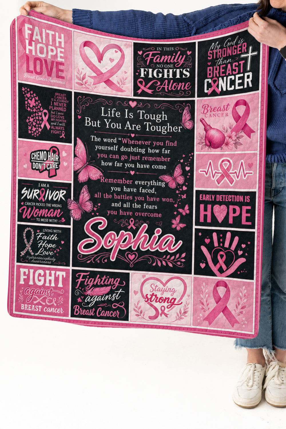 Life Is Tough You Are Tougher Warrior Quilt Blanket