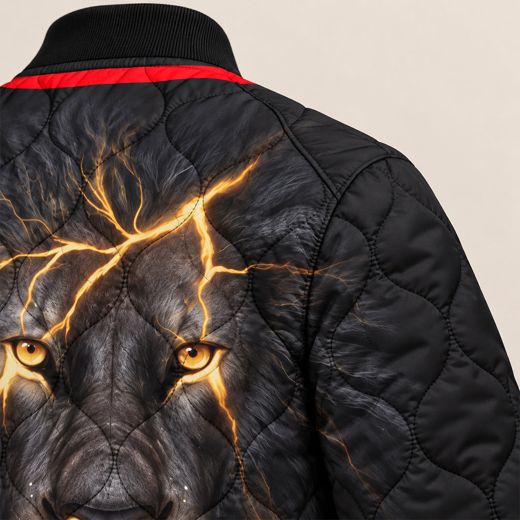 Lion Of Judah Red Cross Quilted Bomber Jacket – view 9