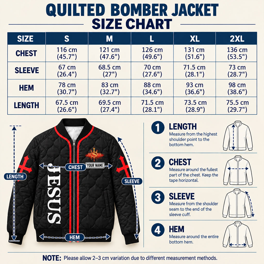Lion Of Judah Red Cross Quilted Bomber Jacket