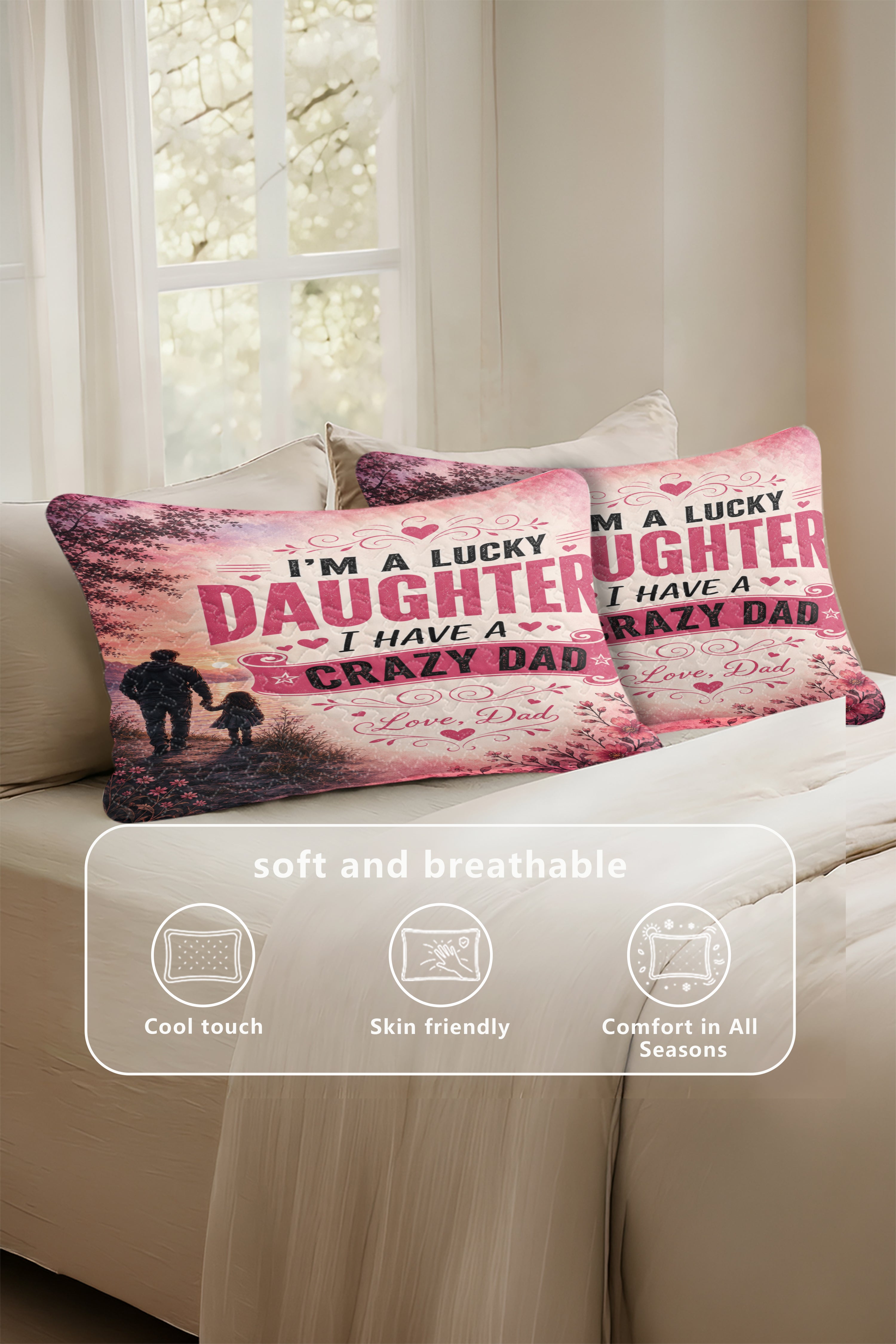 Lucky Daughter Crazy Dad Funny Pillow