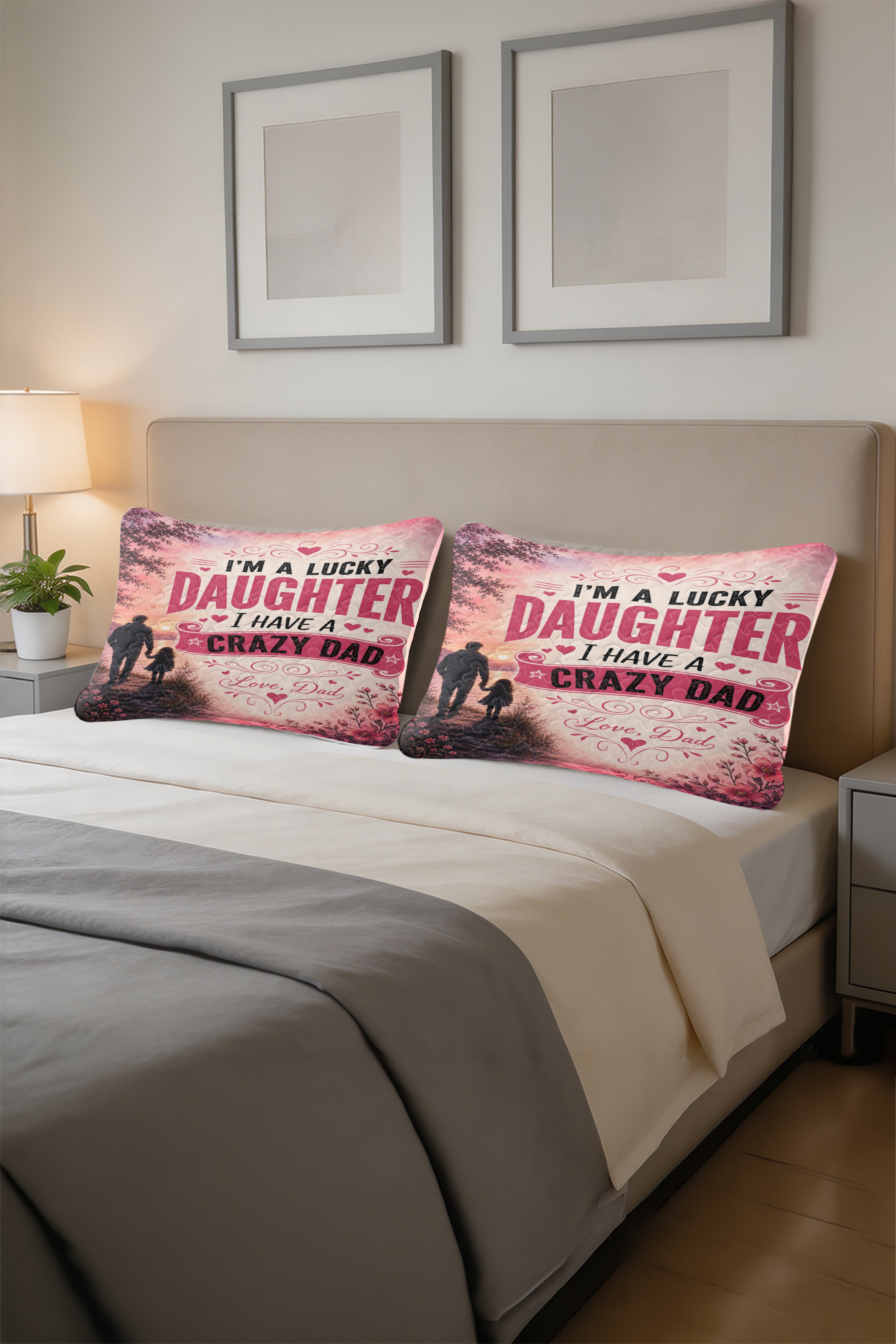 Lucky Daughter Crazy Dad Funny Pillow