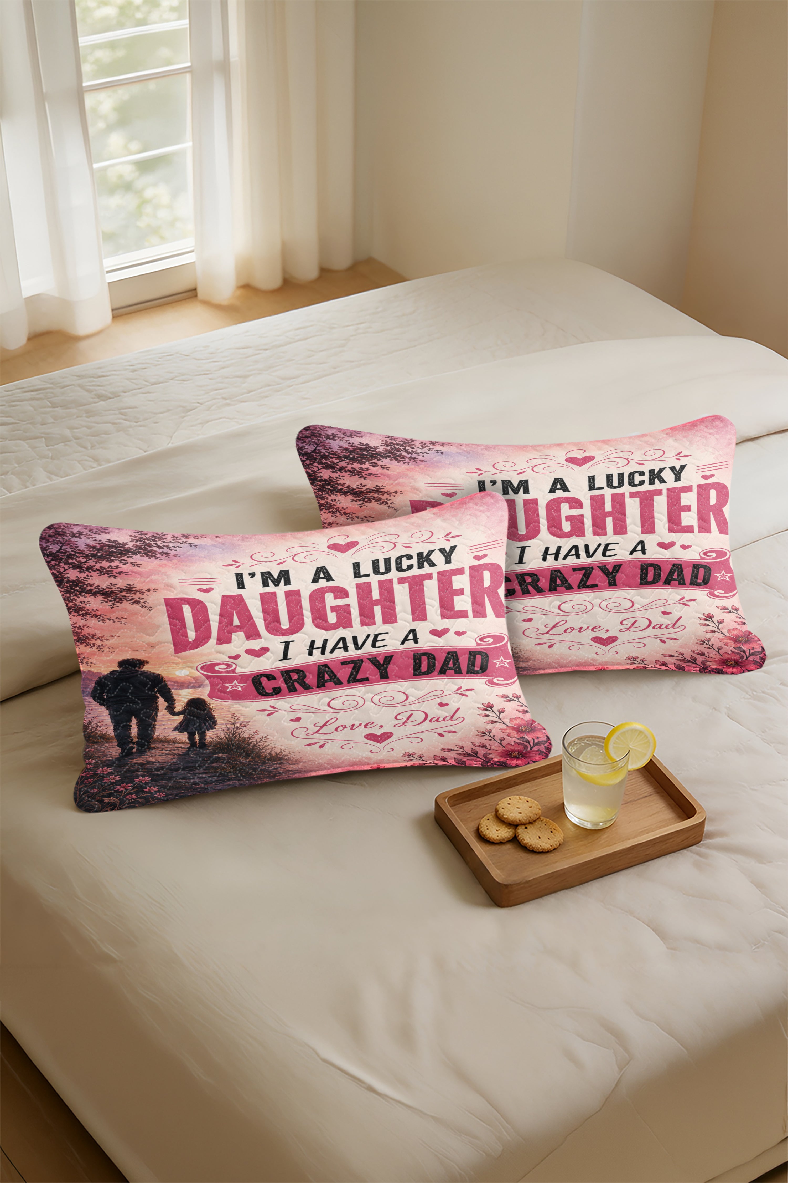 Lucky Daughter Crazy Dad Funny Pillow