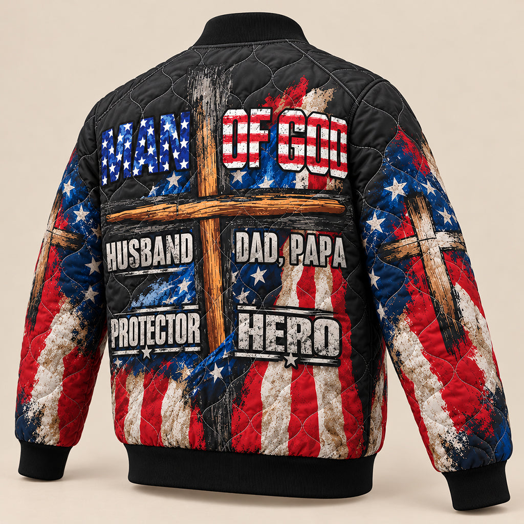 Man of God American Flag Quilted Jacket – view 4