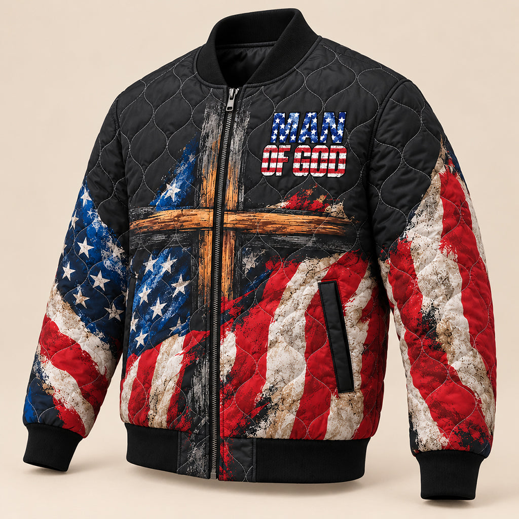 Man of God American Flag Quilted Jacket – view 2