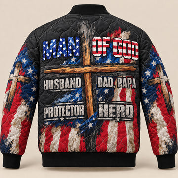 Man of God American Flag Quilted Jacket
