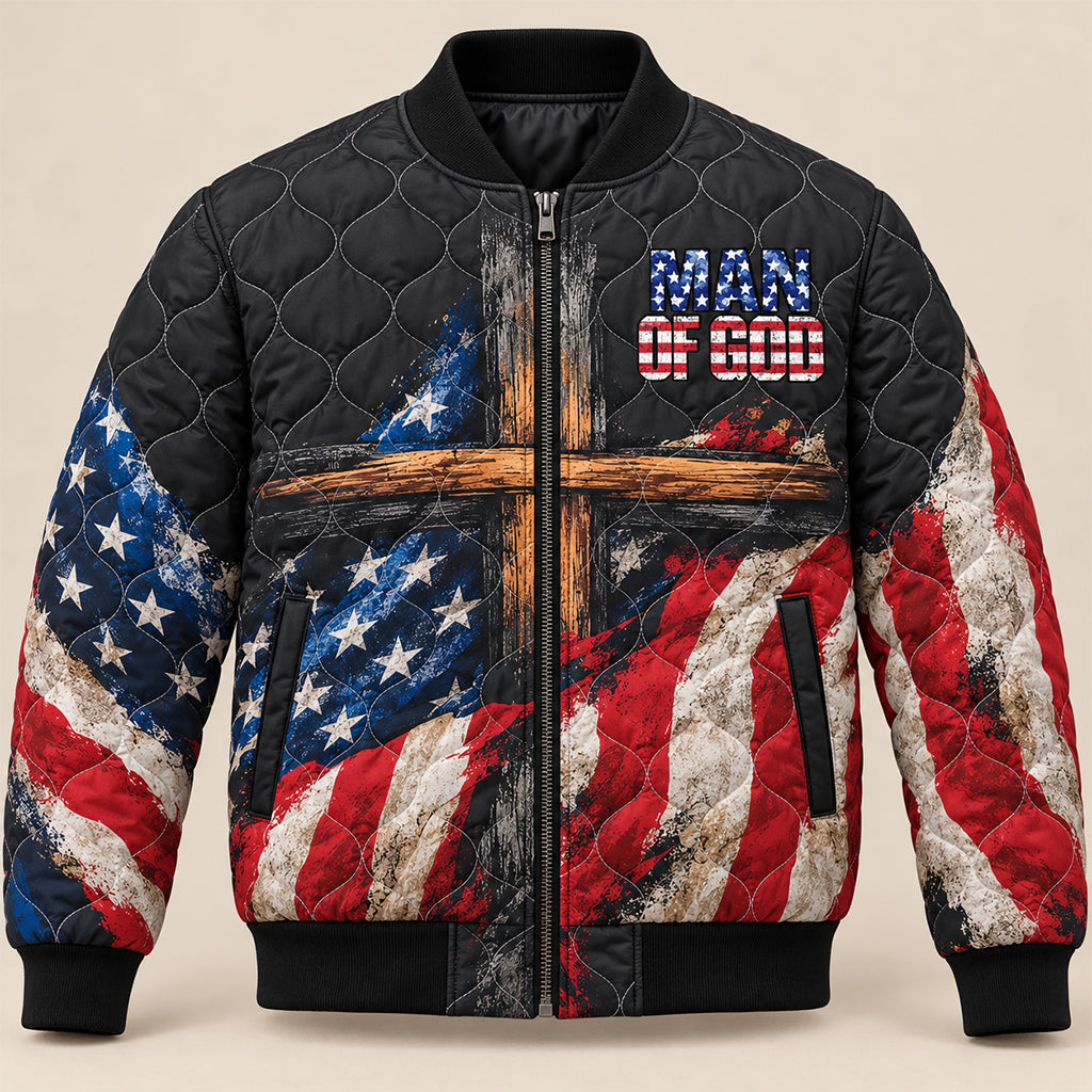 Man of God American Flag Quilted Jacket – view 5